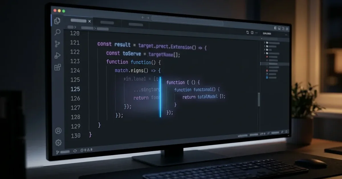 GitHub Copilot autocomplete suggestion appearing in a dark VS Code editor, sharp and clean