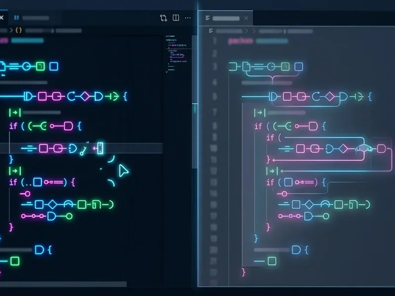 split-screen of code before and after Copilot suggestion, illustrating autocomplete in action